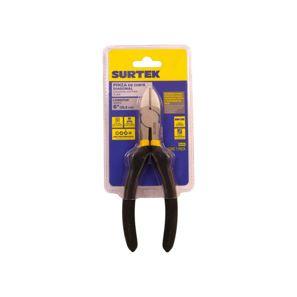 Pinza profesional para electricista de corte diagonal de 6" Surtek 946 - Miniatura 2
