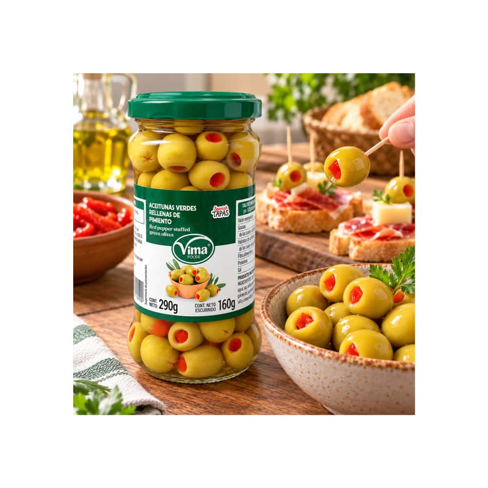 Aceitunas rellenas de pimiento Vima Foods (290 g / 10.23 oz) - Miniatura 5