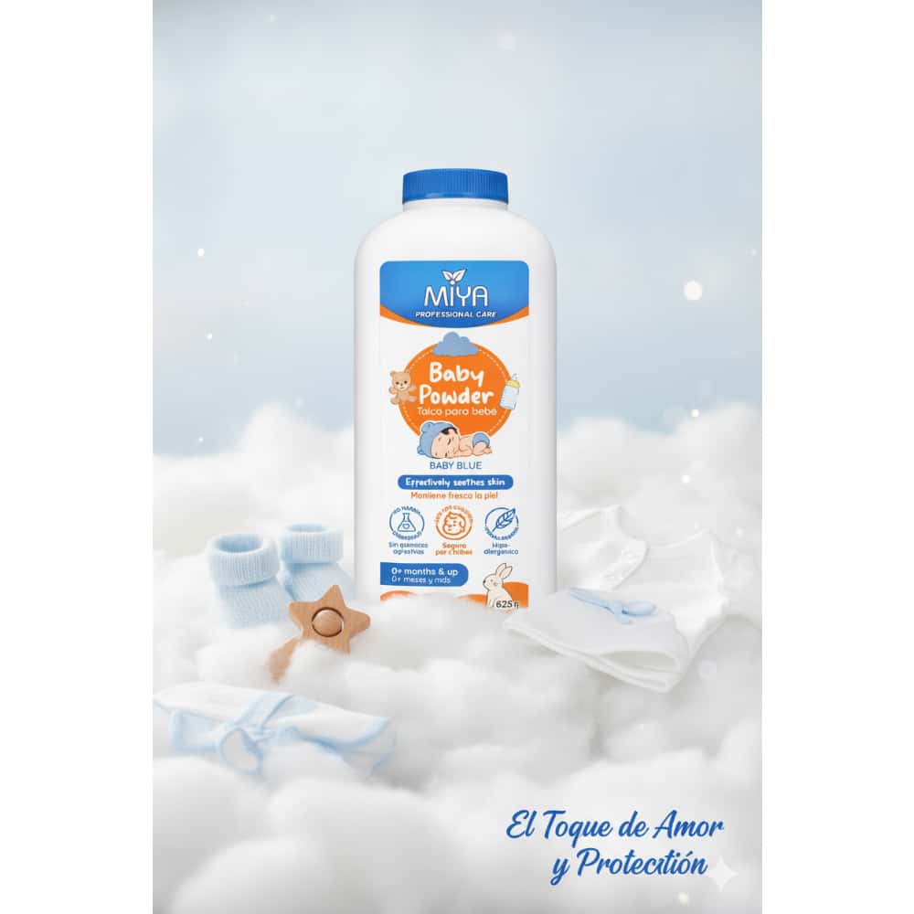 Talco para bebé Baby Blue Miya (625 g / 22 oz) - Miniatura 4