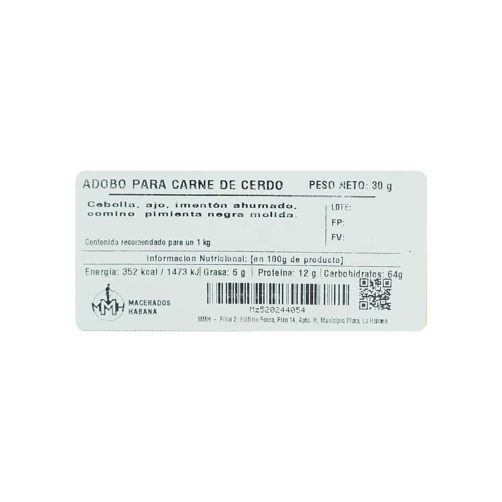 Adobo para carne de cerdo Macerados Habana (30 g / 1.06 oz) - Miniatura 2