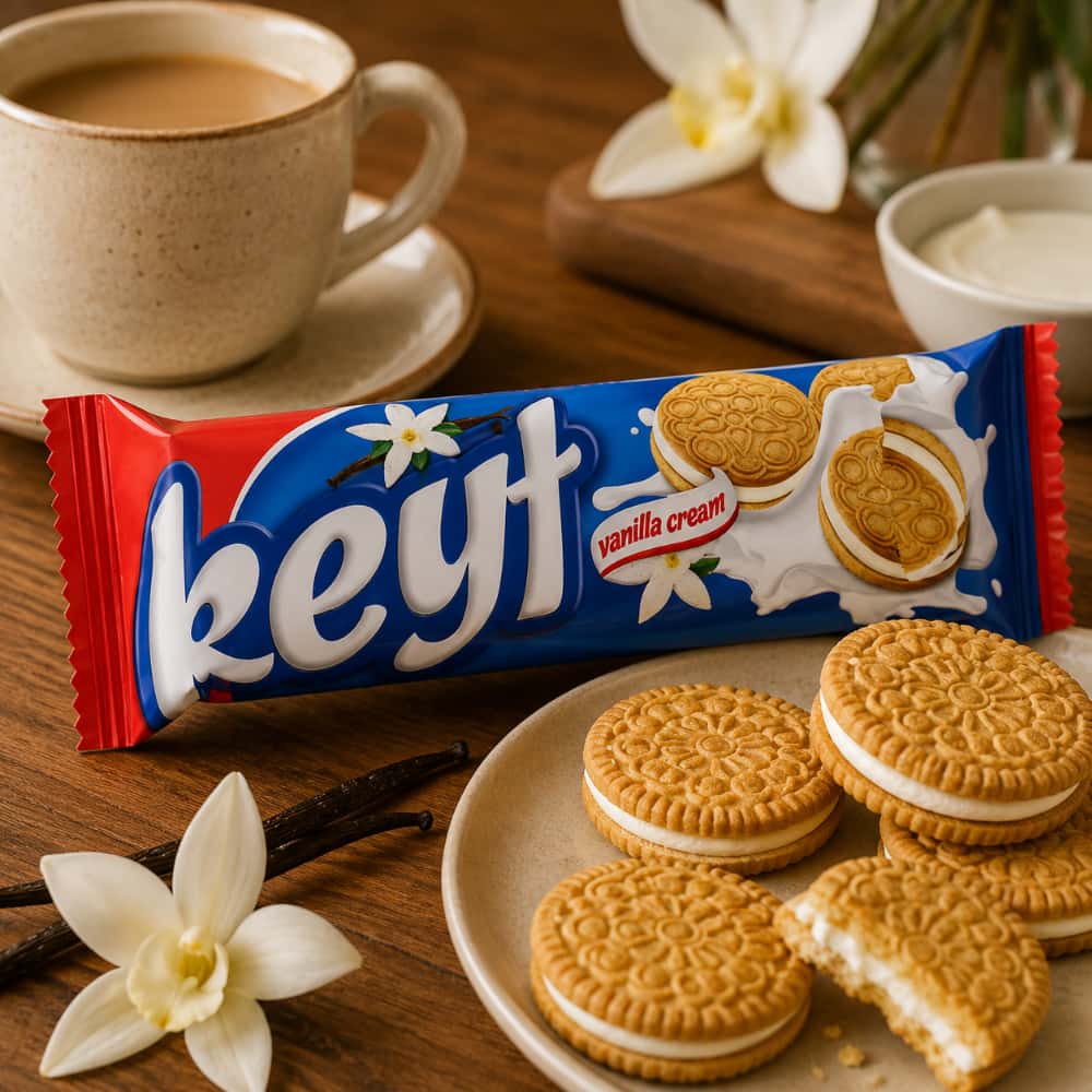 Galleta sándwich con crema de vainilla Keyf Golda (50 g / 1.76 oz) - Miniatura 4