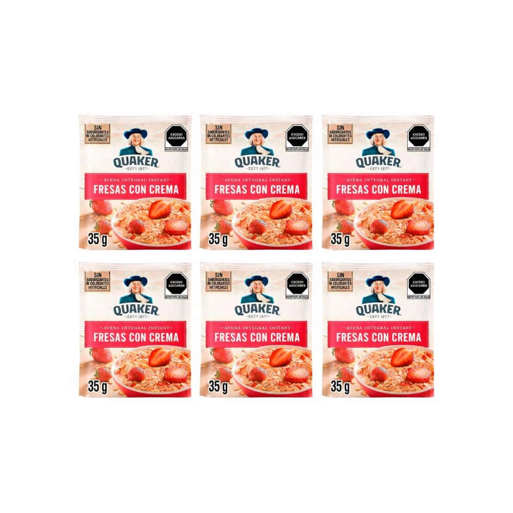 Avena integral sabor a fresa con crema Quaker (6 x 35 g / 1.23 oz) - Miniatura 1