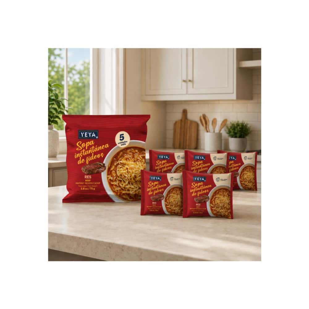 Sopa instantánea de fideos con sabor a res YEYA (5 x 75 g / 2.6 oz) - Miniatura 4