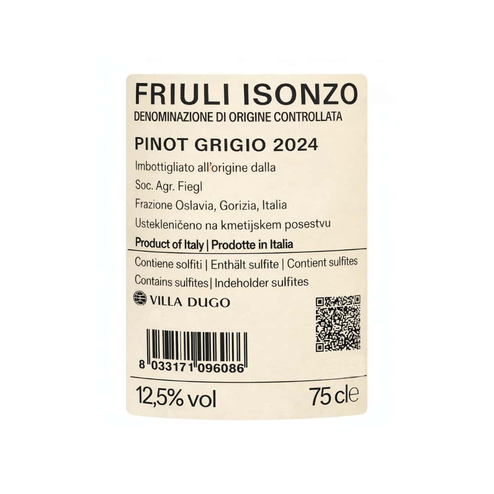 Vino Blanco Pinot Grigio Friuli Isonzo Villa Dugo (750 ml) - Miniatura 3