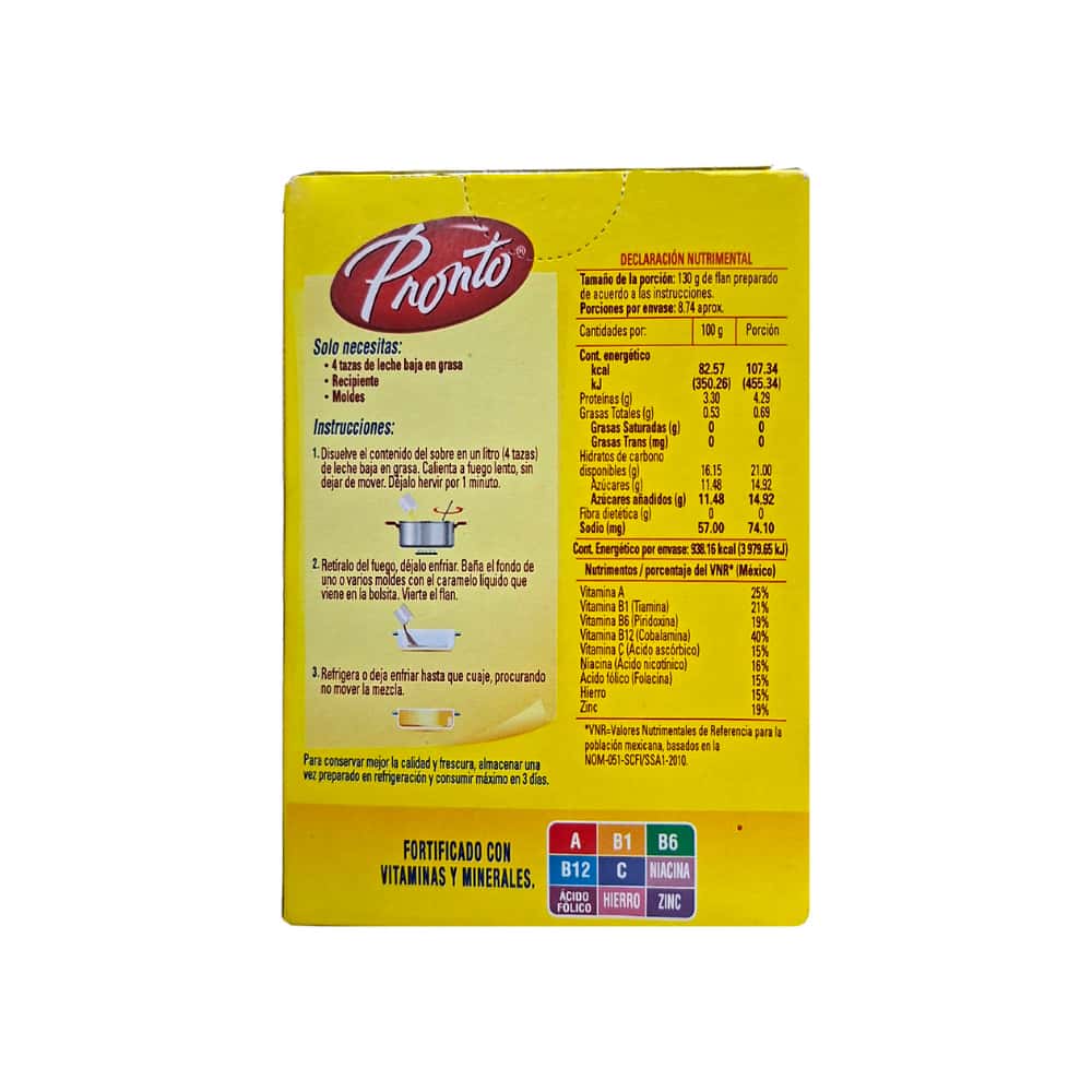 Polvo para preparar postre estilo flan sabor vainilla con caramelo Pronto (136 g / 4.79 oz) - Miniatura 4