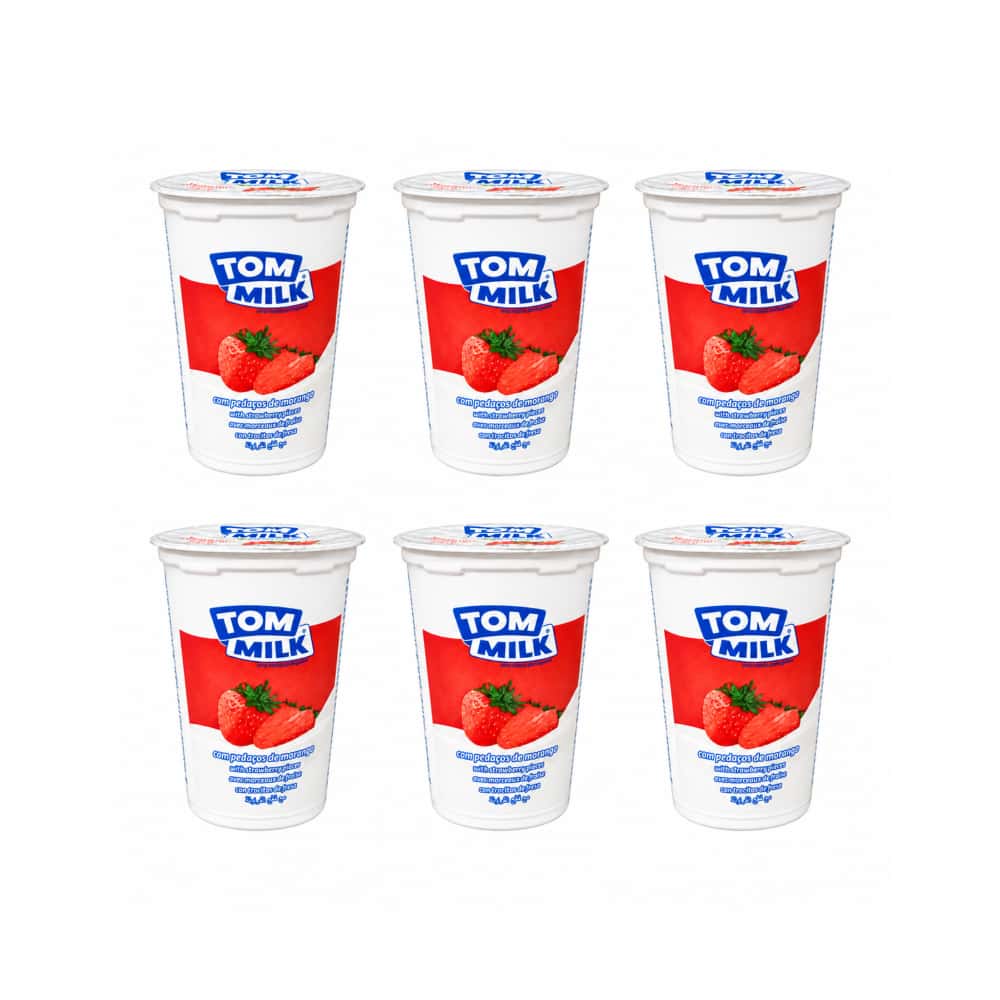Yogurt pasteurizado sabor fresa con trocitos de frutas Tom Milk (6 x 500 g / 1.10 lb) - Miniatura 1