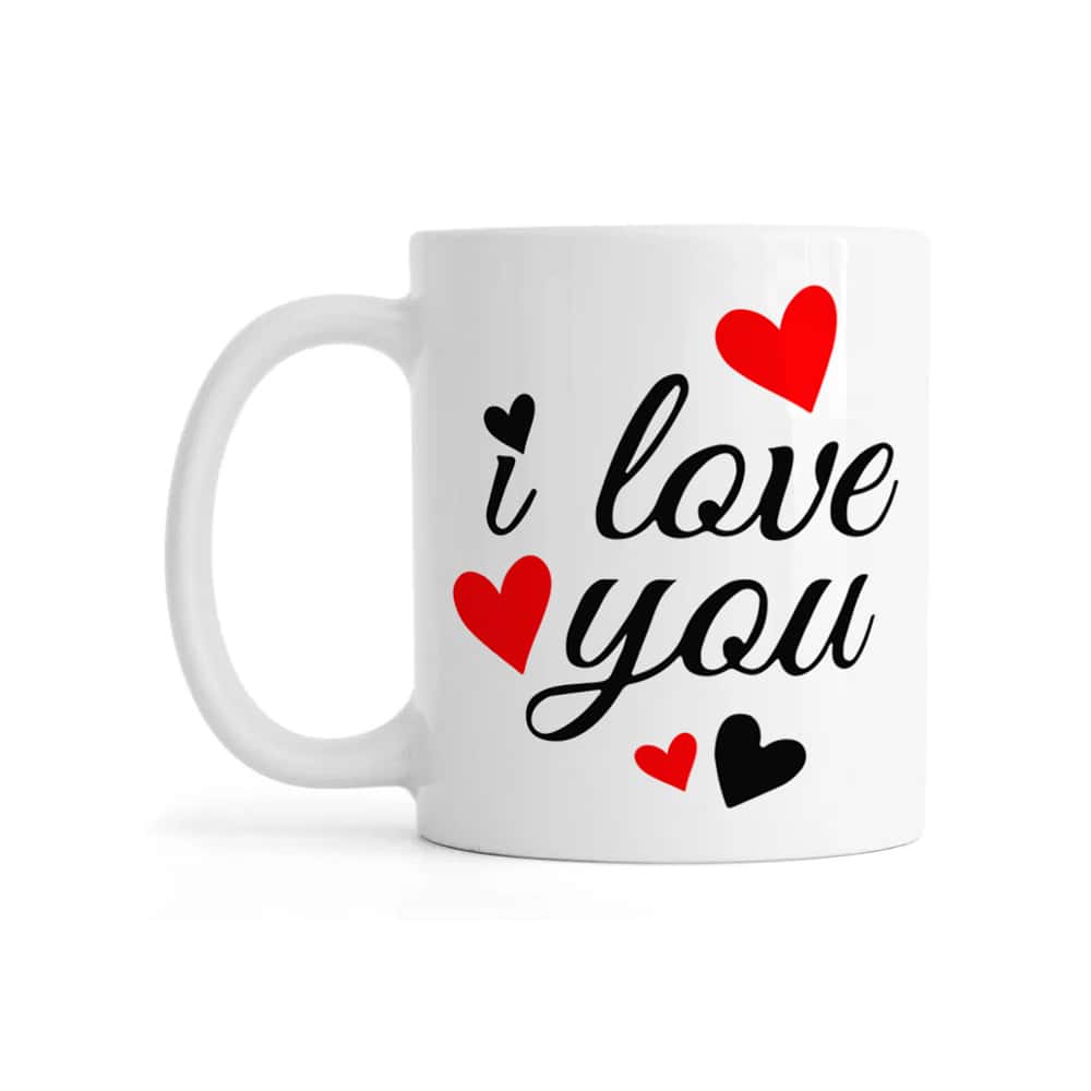Jarra de cerámica blanca de 330 ml con diseño “I love you” Échale - Miniatura 1
