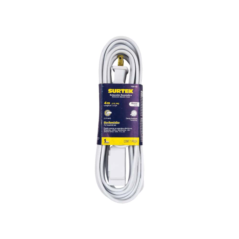Extensión eléctrica doméstica color blanco 4 m Surtek 136142 - Miniatura 2