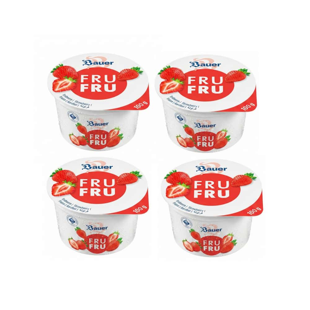 Yogur sabor fresa Bauer Fru Fru (4 x 100g / 3.53oz) - Miniatura 1