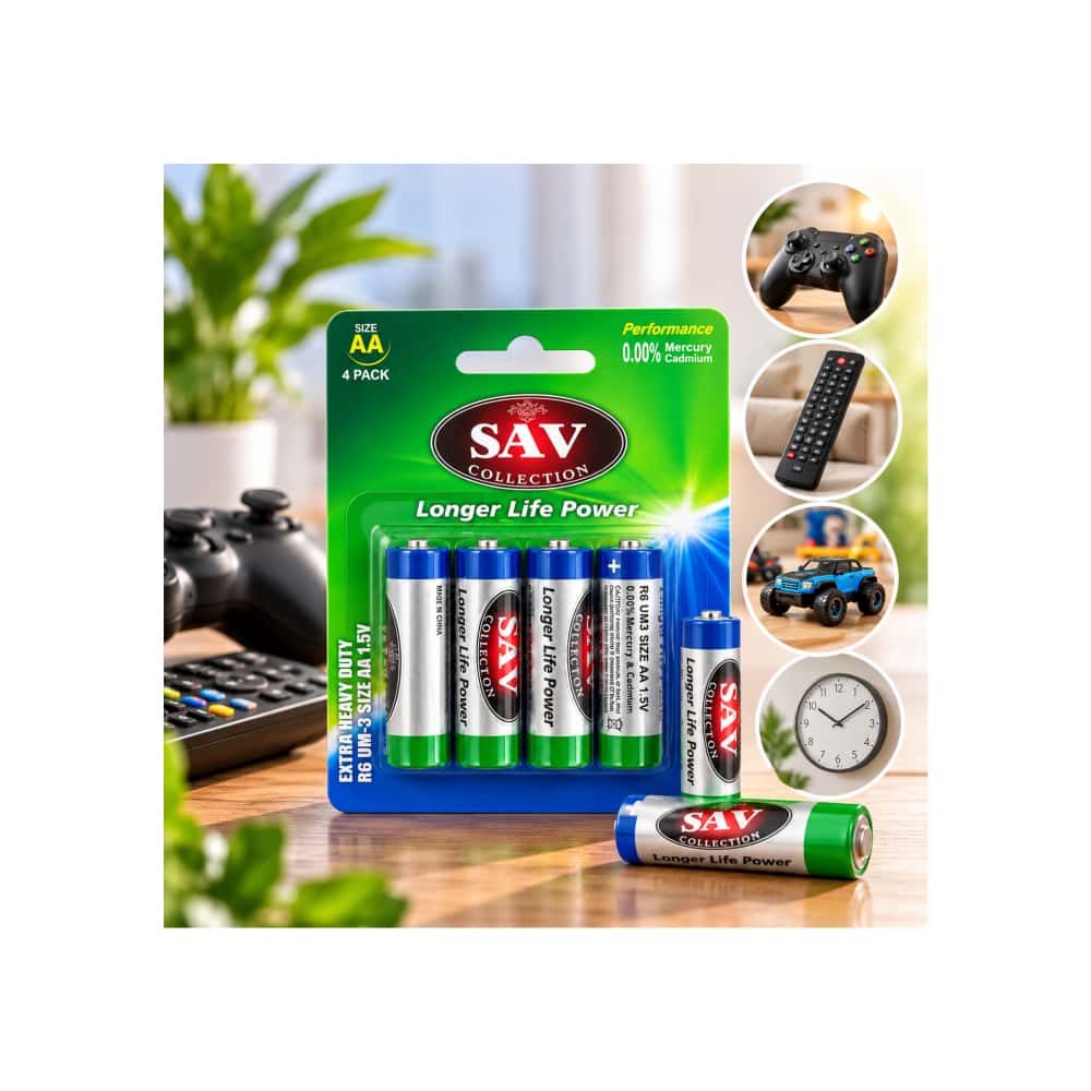 Pilas AA de larga duración y alta resistencia, 1.5V SAV Collection (4 U) - Miniatura 3
