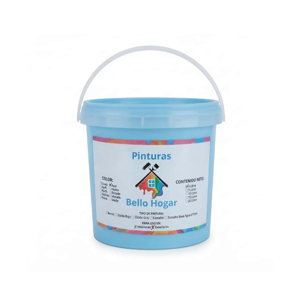 Pintura vinílica para interiores y exteriores color azul Bello Hogar (4 L) - Miniatura 1