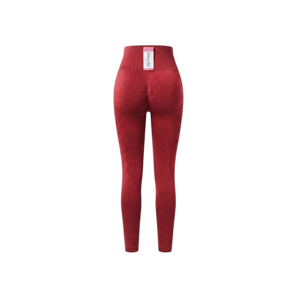 Licra larga deportiva con bolsillos y tiro alto rojo jaspeado Marcella (Talla única) - Miniatura 2