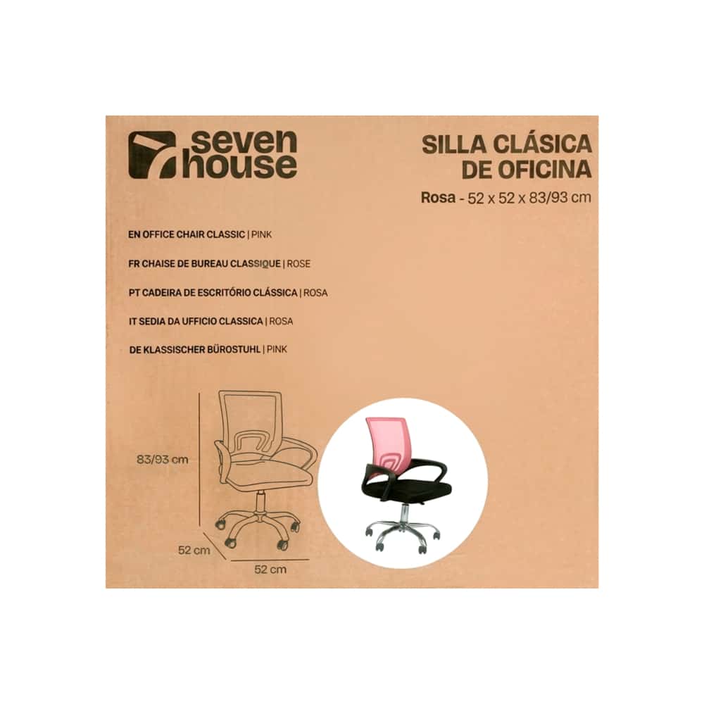 Silla de oficina clásica rosa con respaldo de malla 7House (1 U) - Miniatura 3