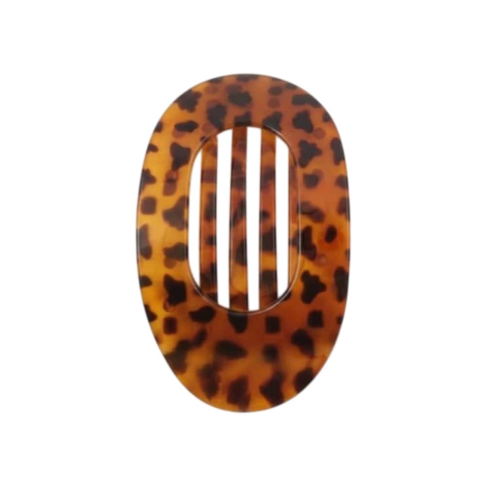 Pinza -pellizco- para el cabello ovalada con estampado de leopardo carmelita Tiara - Miniatura 1