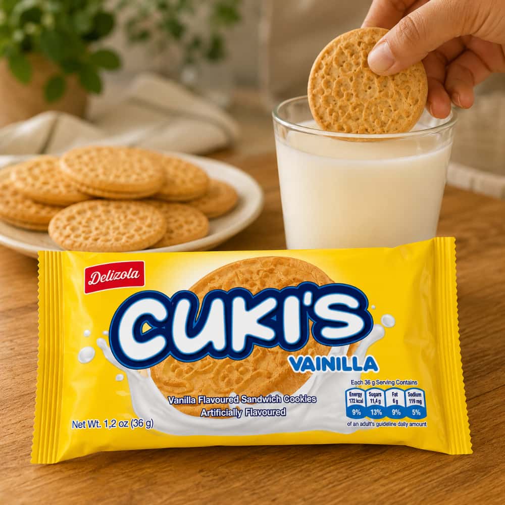 Galletas tipo sándwich con relleno sabor vainilla Cuki´s Delizola (36 g / 1.27 oz) - Miniatura 5
