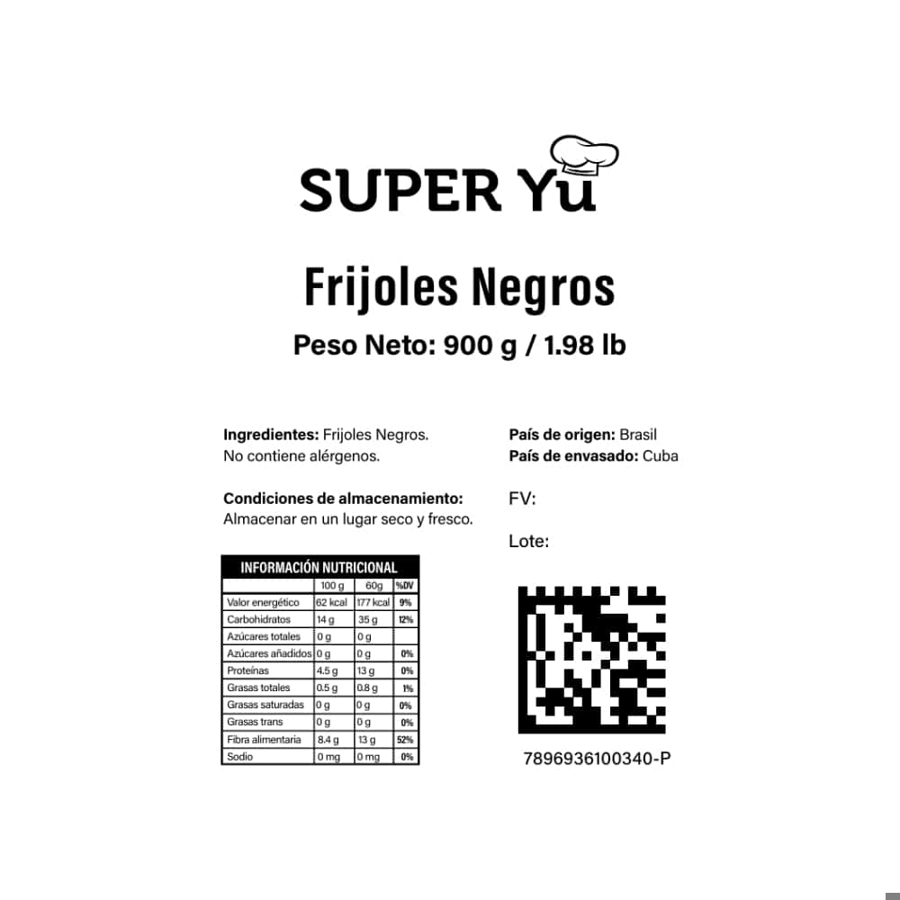 Frijoles negros Super Yu (900 g / 1.98 lb) - Miniatura 2