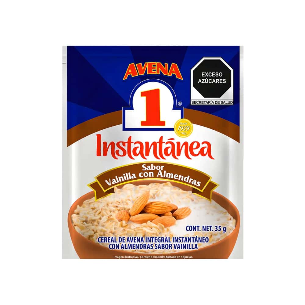 Cereal de avena integral instantáneo con almendras sabor vainilla Avena 1 (35 g / 1.23 oz) - Miniatura 3