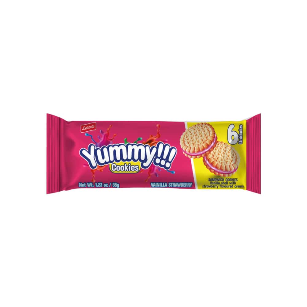 Galletas sándwich de vainilla rellenas de crema sabor a fresa Delizola (35 g / 1.23 oz) - Miniatura 6