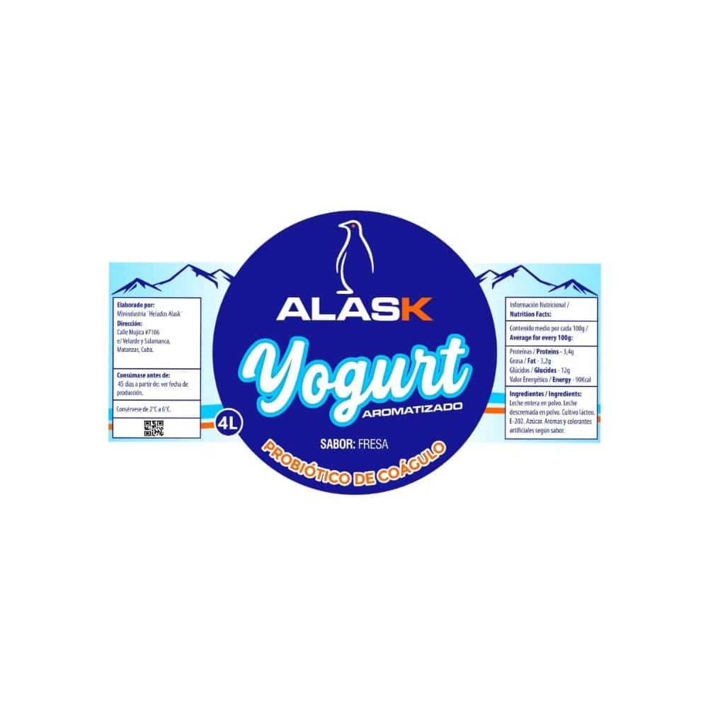 Yogurt probiótico de coágulo sabor fresa Alask (4 L) - Miniatura 2
