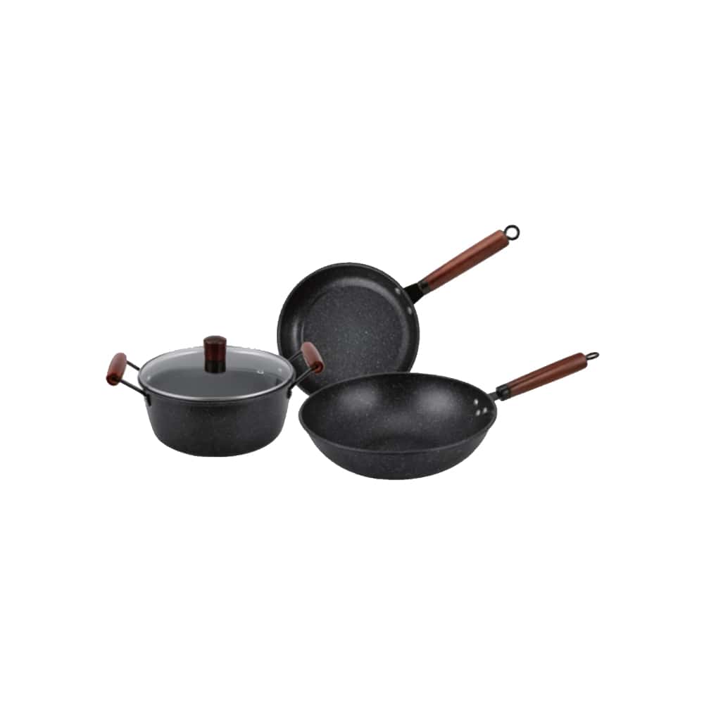 Juego de sartenes y cazuela antiadherentes color negro de 3 piezas TATO - Miniatura 1