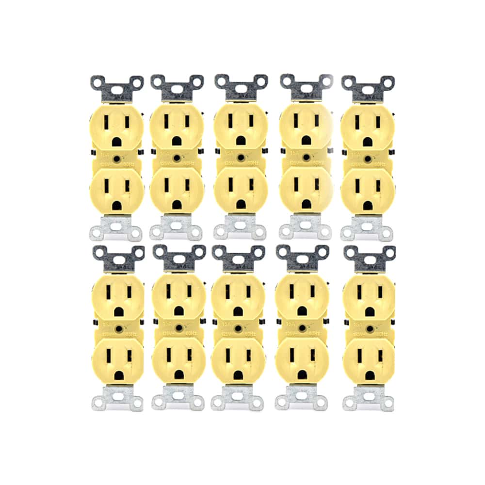 Set de 10 tomacorrientes doble de 125 V / 15 A con tapas Troen - Miniatura 2