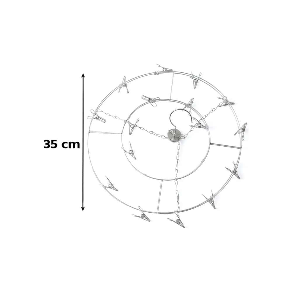 Percha tendedero circular de acero inoxidable con pinzas Muski - Miniatura 2