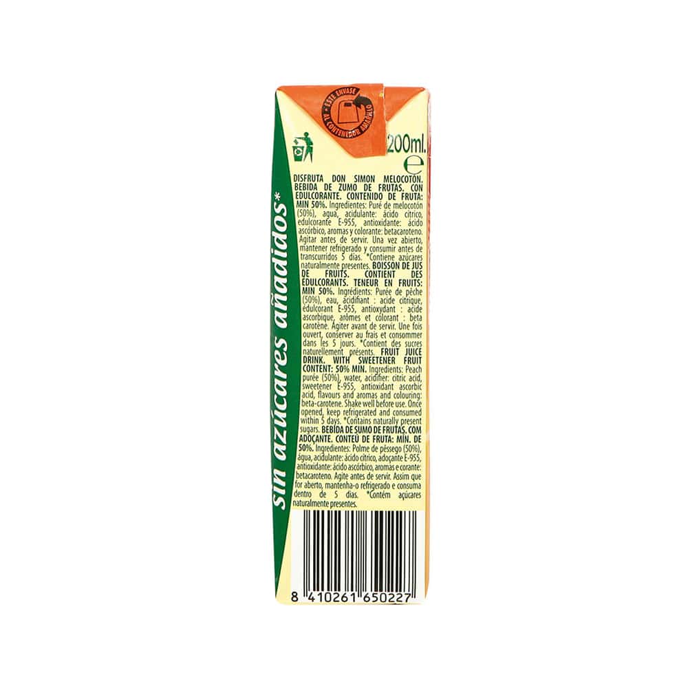 Zumo - jugo - de melocotón Disfruta Don Simon (200 ml) - Miniatura 2