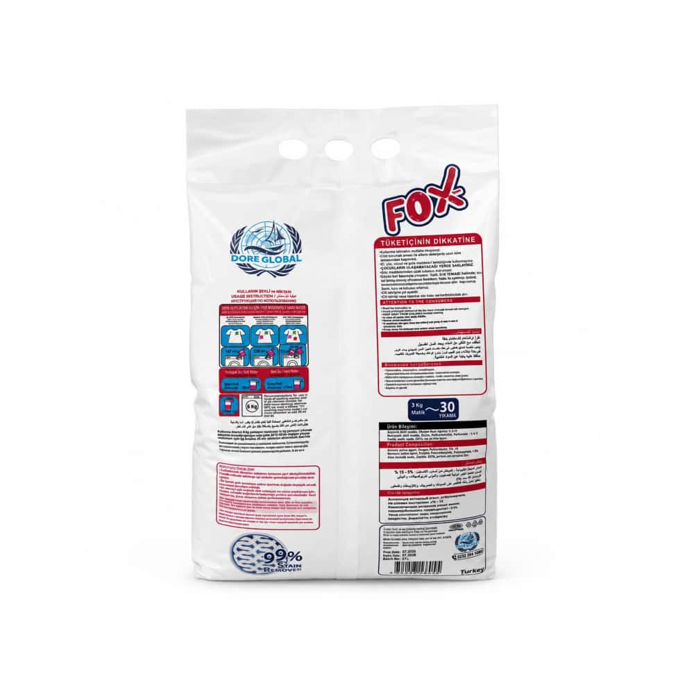 Detergente en polvo para ropa blanca Fox (3 kg / 6.61 lb) - Miniatura 3