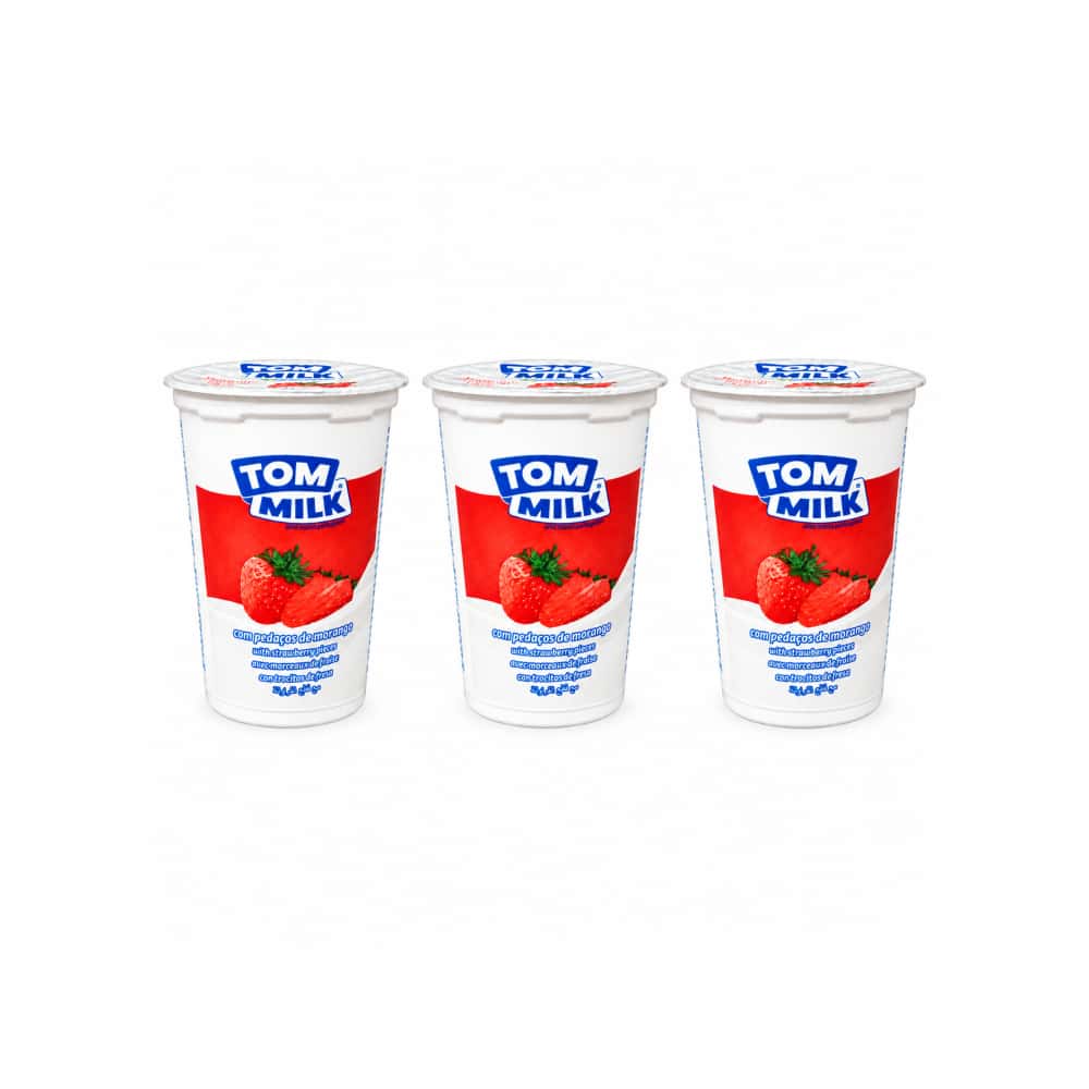 Yogurt pasteurizado sabor fresa con trocitos de frutas Tom Milk (3 x 500 g / 1.10 lb) - Miniatura 1
