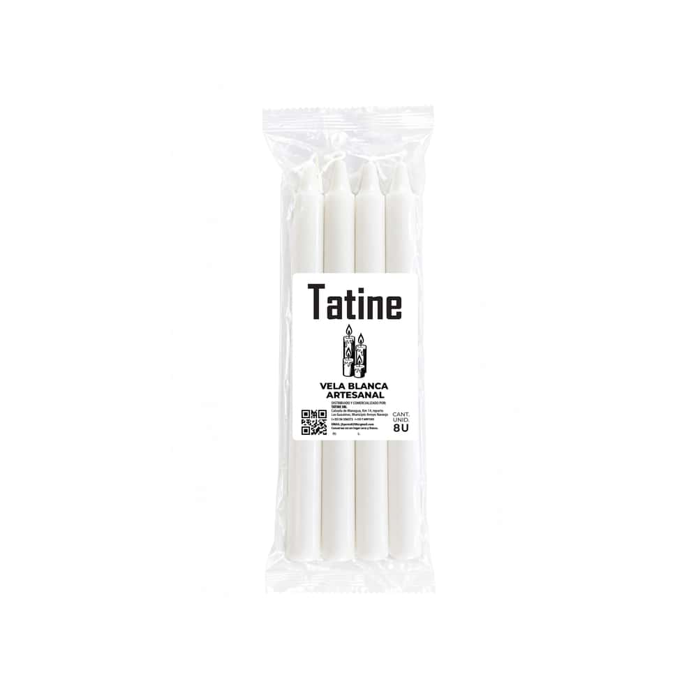 Vela blanca artesanal Tatine (8 U) - Miniatura 1