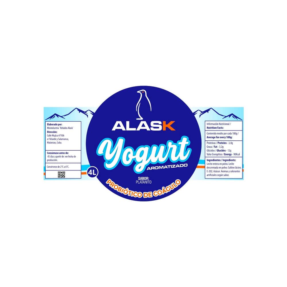 Yogurt probiótico de coágulo sabor platanito Alask (4 L) - Miniatura 2
