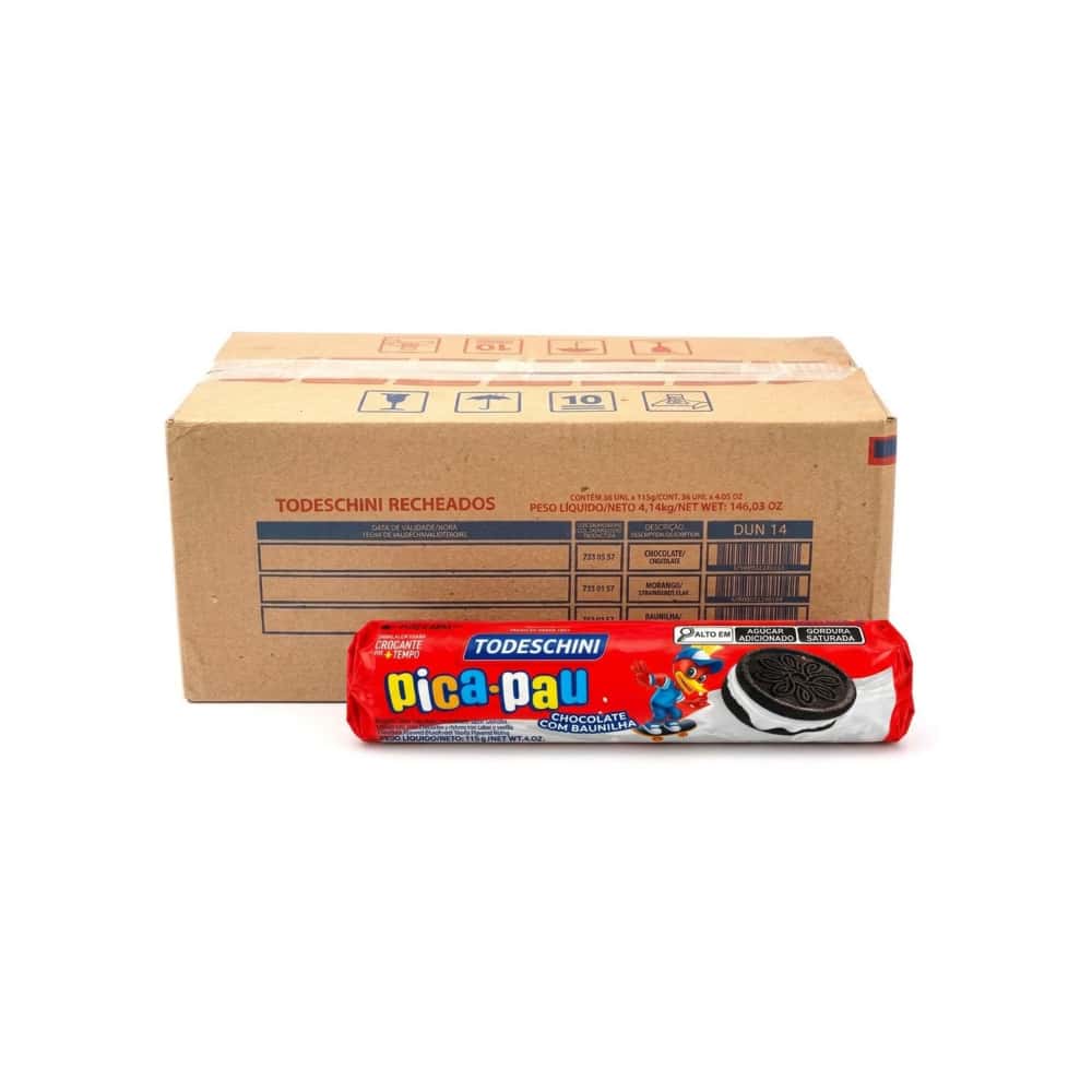 Galletas de chocolate con relleno sabor a vainilla pica pau Todeschini (36 x 115 g / 4 oz) - Miniatura 1