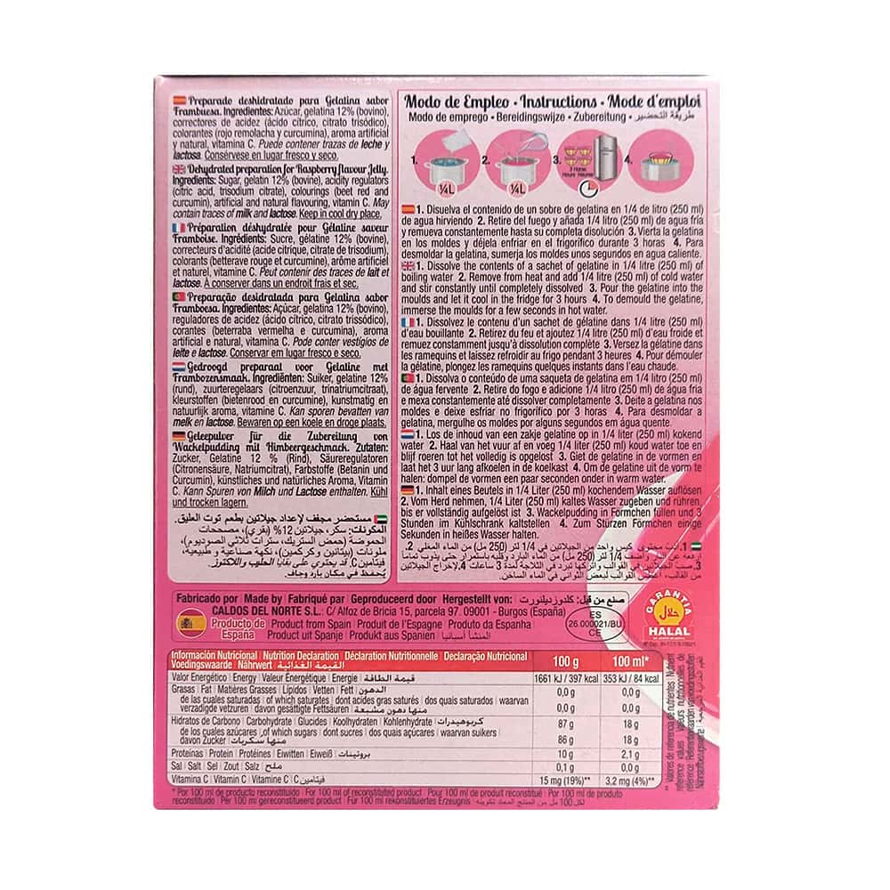 Gelatina sabor frambuesa Calnort (170 g / 6 oz) - Miniatura 2