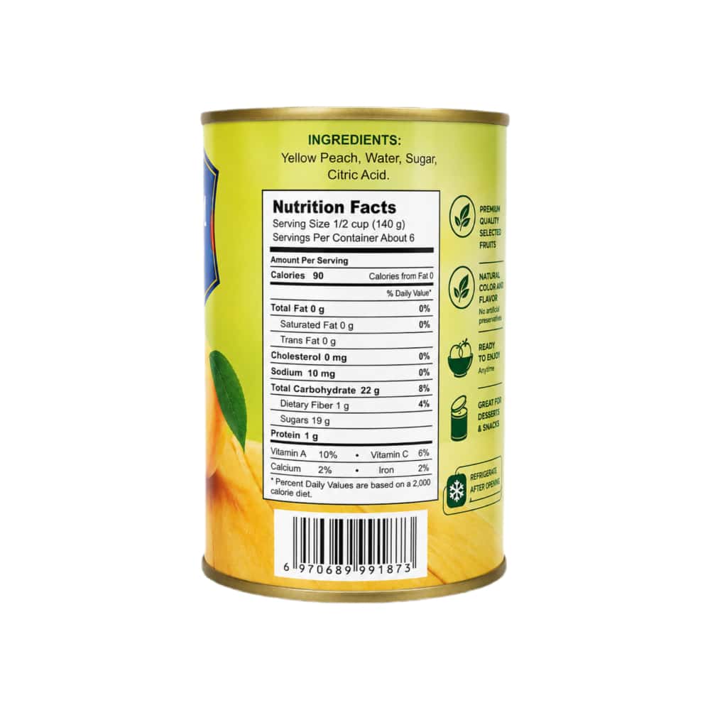 Mitades de melocotón amarillo en almíbar ligero Marwa (425 g / 14.99 oz) - Miniatura 3