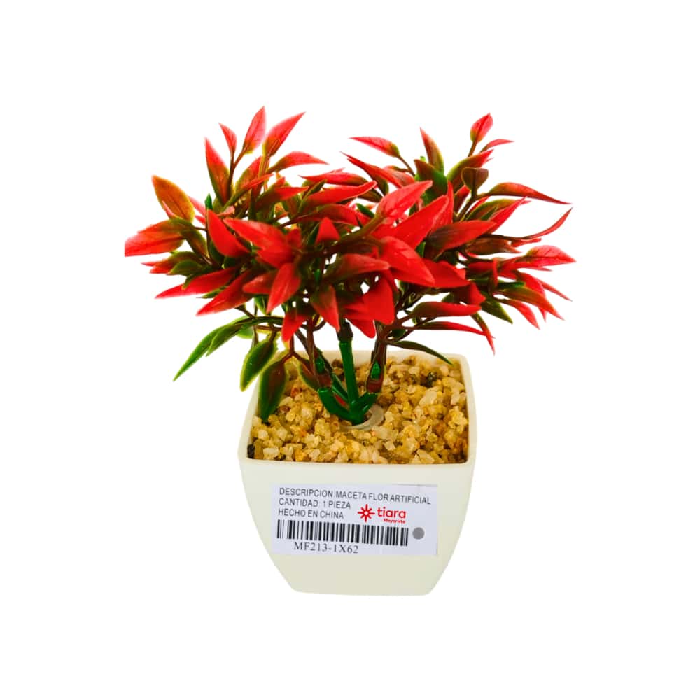 Maceta con plantas artificial verde y rojo Tiara - Miniatura 3