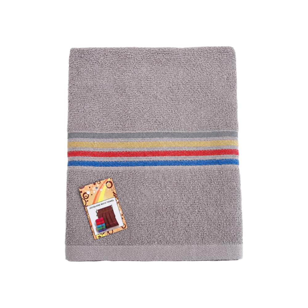 Toalla de baño grande color gris 70 cm x 140 cm Jacquard - Miniatura 1