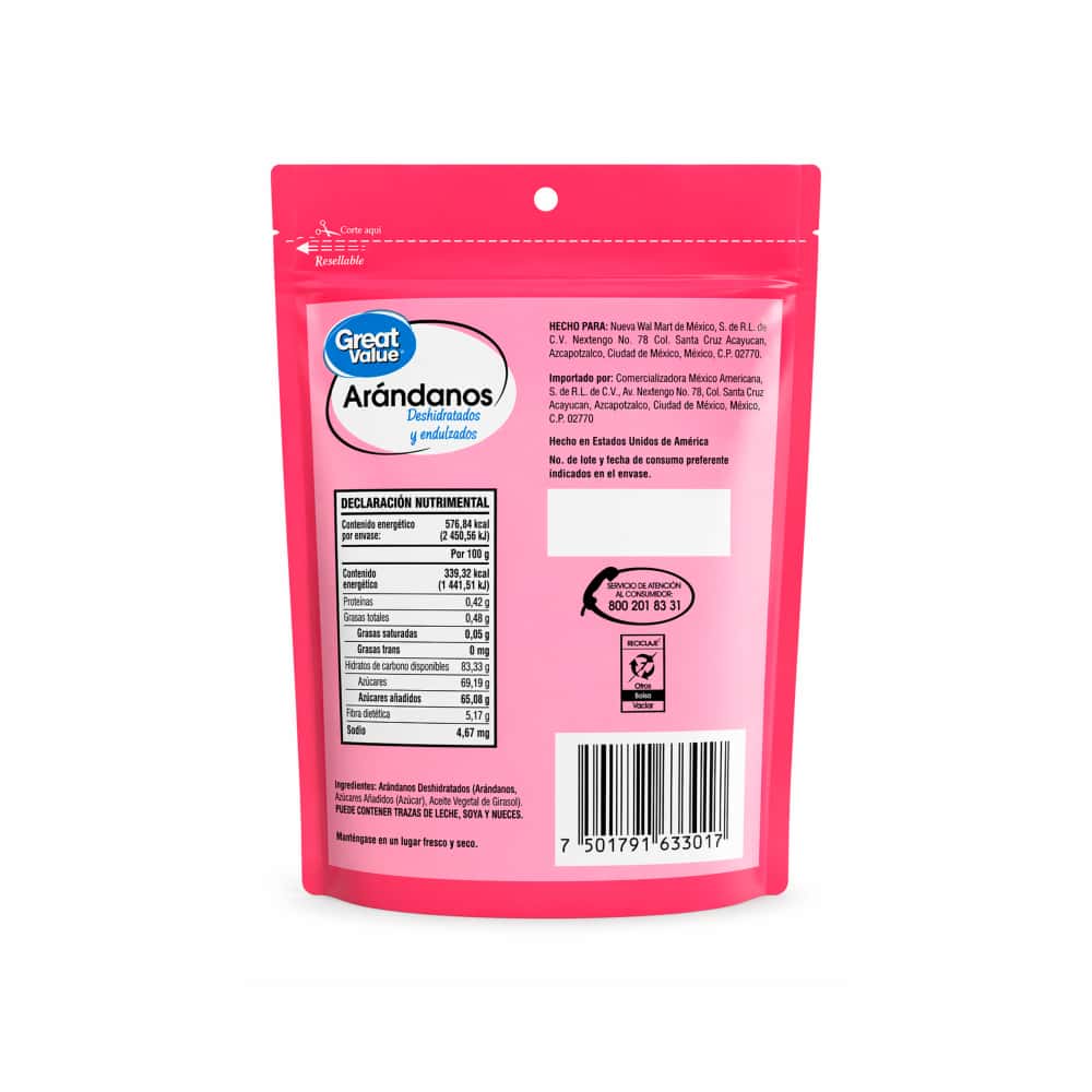 Arándanos deshidratados endulzados Great Value (170 g / 6 oz) - Miniatura 2