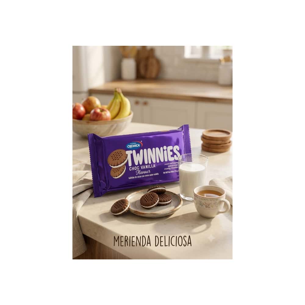 Galletas de chocolate con crema sabor a vainilla Mrs Bector's Cremica Twinnies (276 g / 9.7 oz) - Miniatura 5