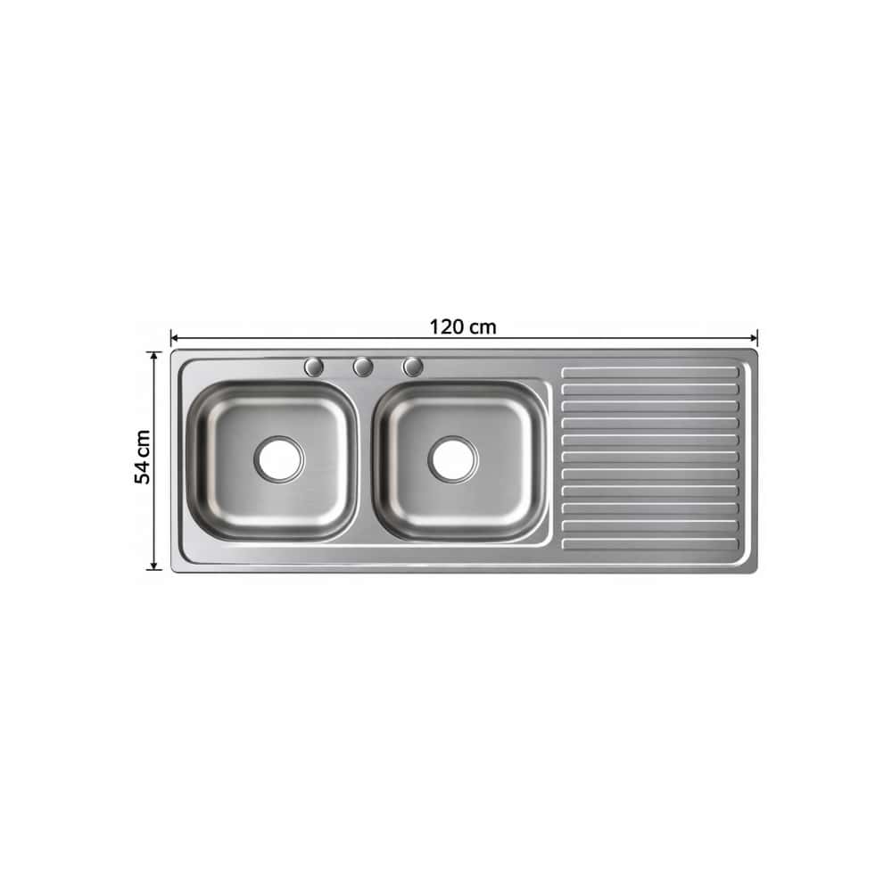 Fregadero de acero inoxidable doble con escurridor 120 cm × 54 cm Estone - Miniatura 4