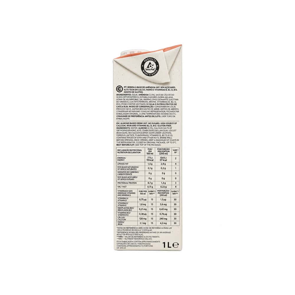 Bebida vegetal de almendra sin azúcar Continente Equilíbrio (1 L / 33.81 floz) - Miniatura 3