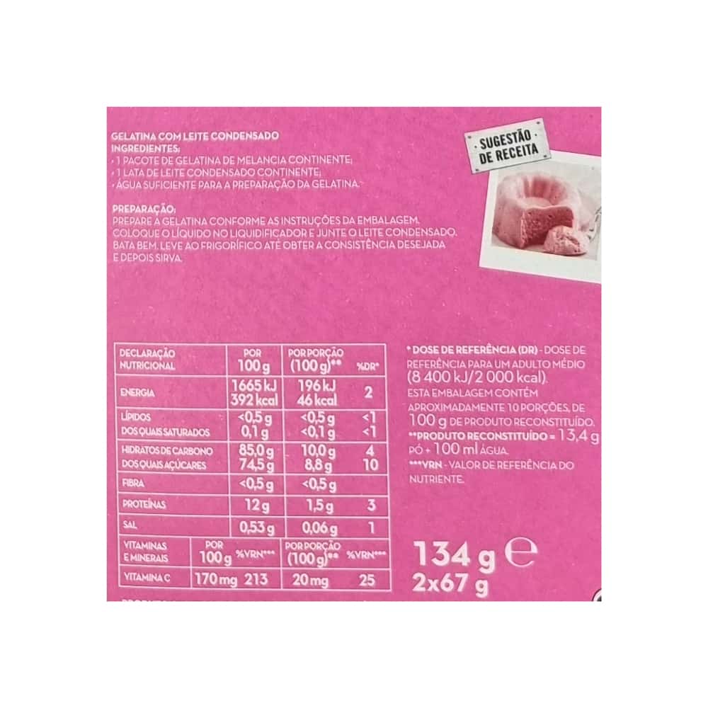 Gelatina en polvo sabor sandía Continente (2 x 67 g / 2.36 oz) - Miniatura 3