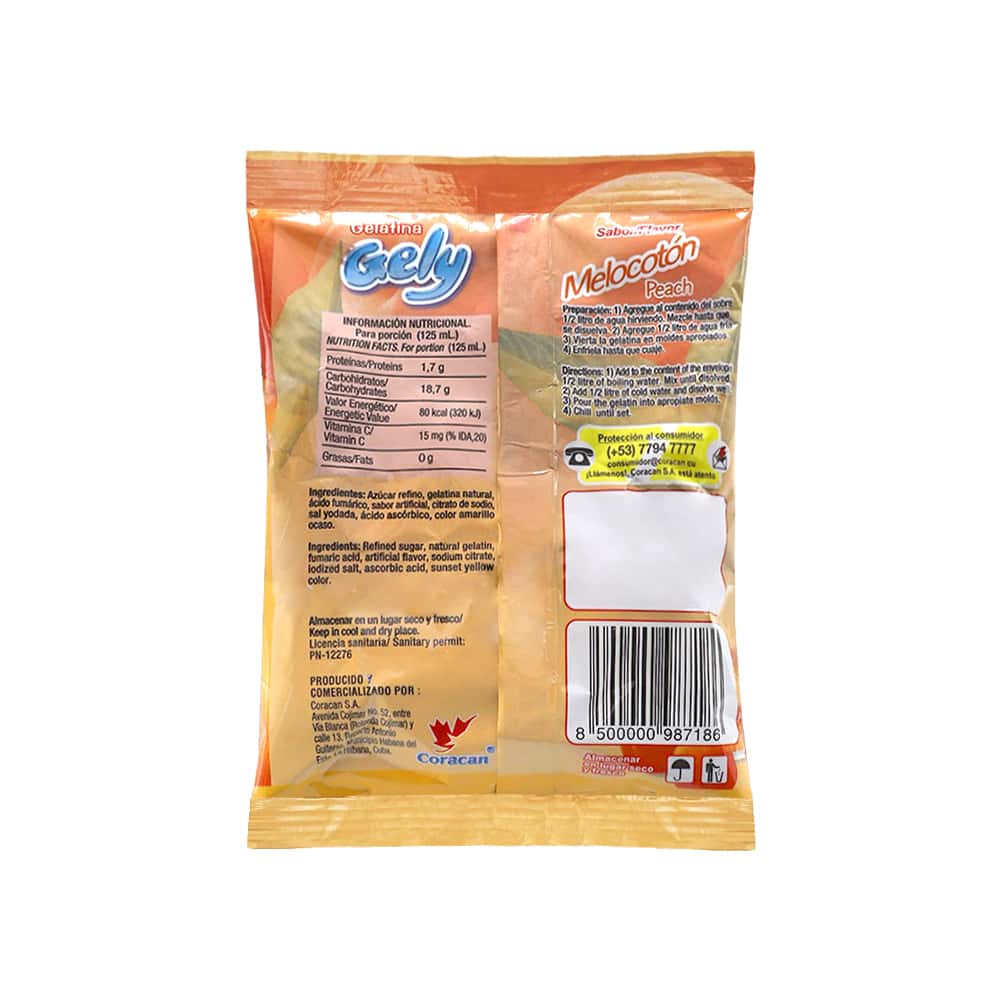 Gelatina sabor melocotón Gely (2 x 170 g / 5.9 oz) - Miniatura 2