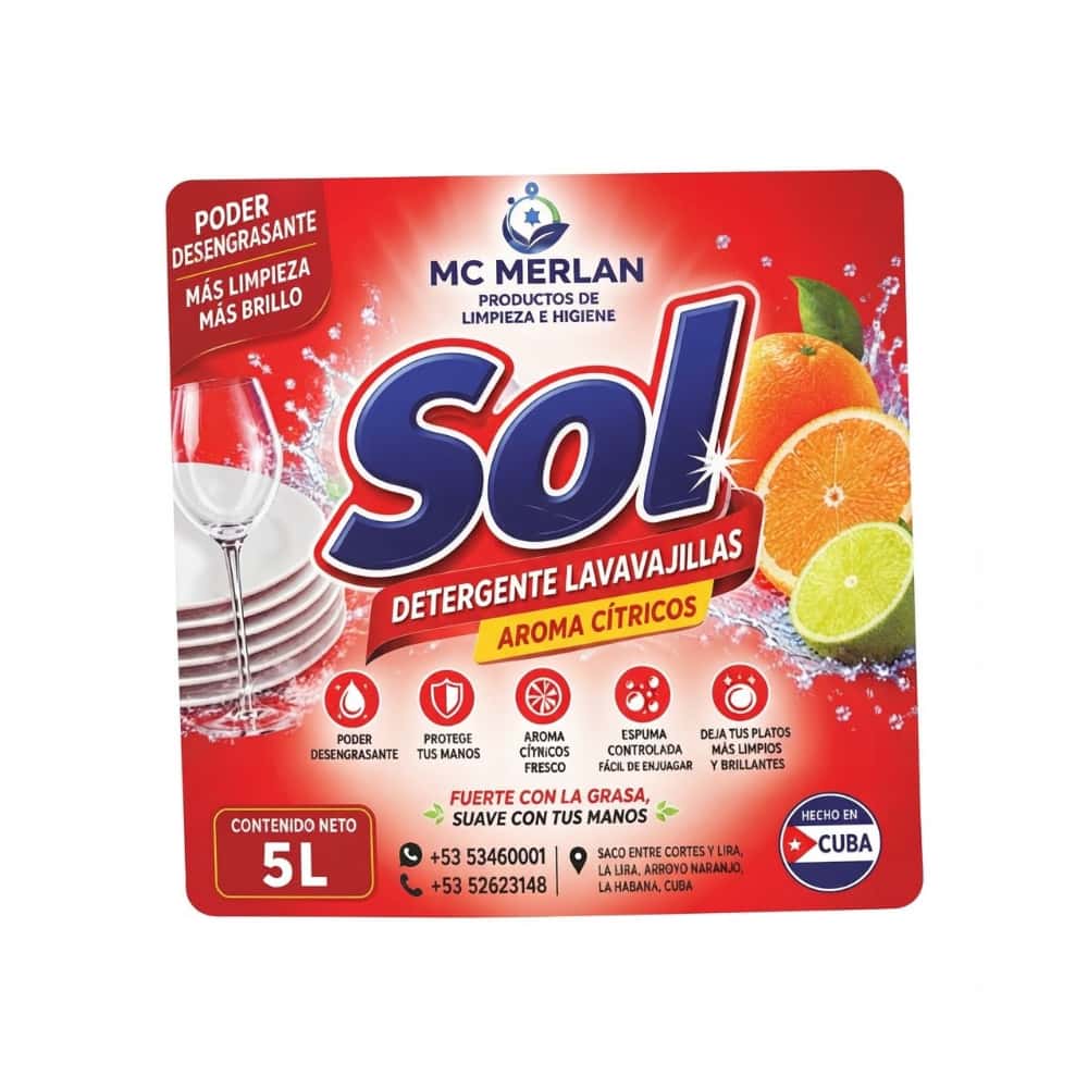 Detergente lavavajillas aroma cítricos Sol MC Merlan (5 L) - Miniatura 2