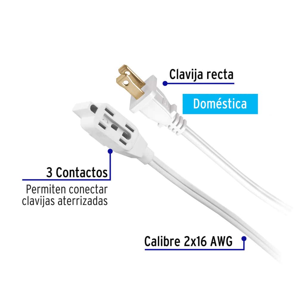 Extensión eléctrica blanca 3 m Volteck ED-3BR - Miniatura 4