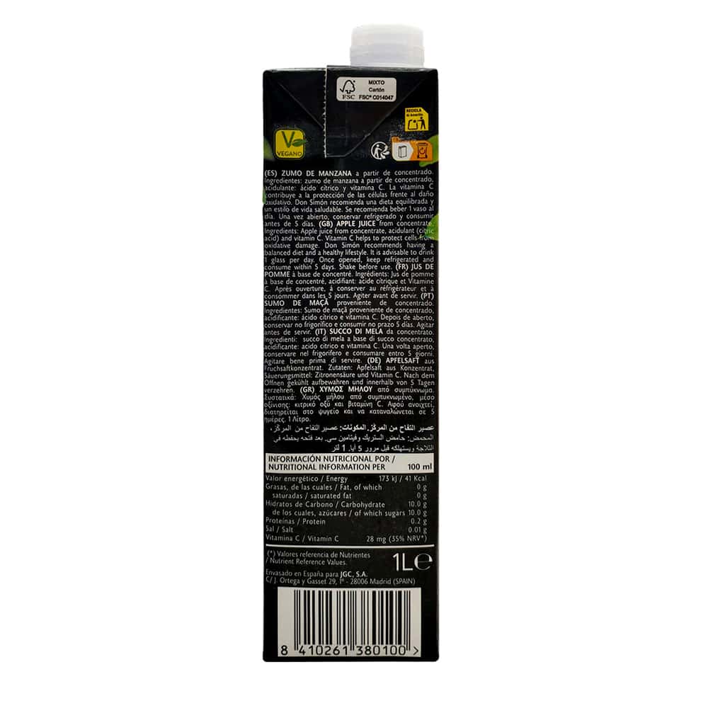 Zumo - jugo - de manzana enriquecido con vitamina C Don Simon (1 L) - Miniatura 2