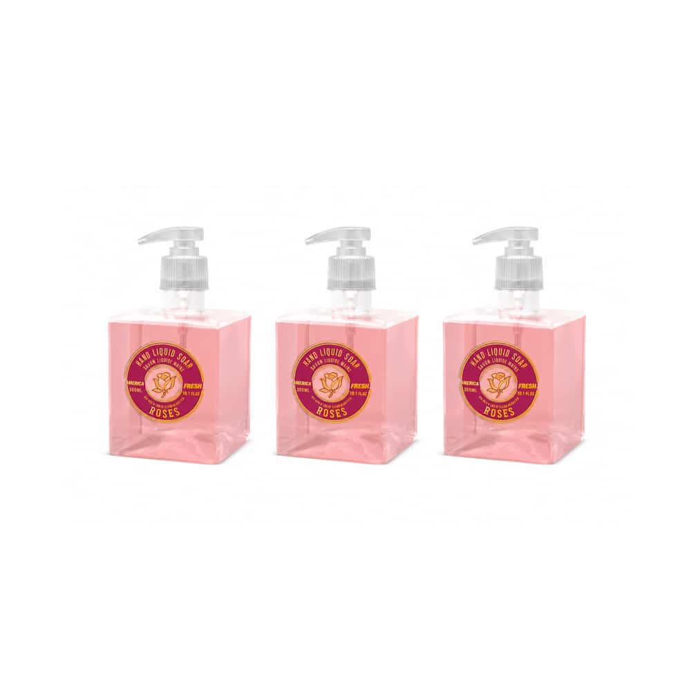 Jabón líquido de rosas para manos América Fresh (3 x 300 ml / 10.10 oz) - Miniatura 1