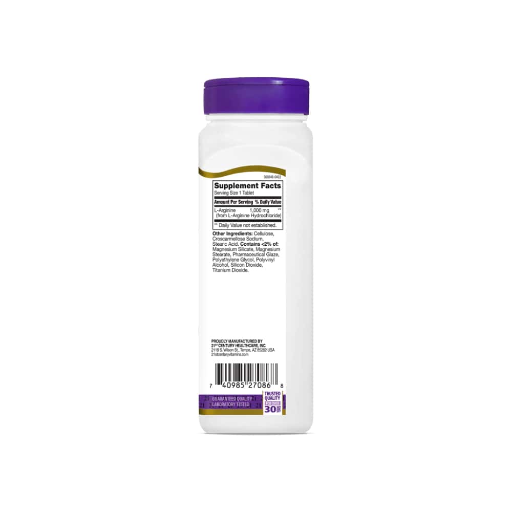 Suplemento dietético con L-Arginina 1000 mg 21st Century (100 tabletas) - Miniatura 3