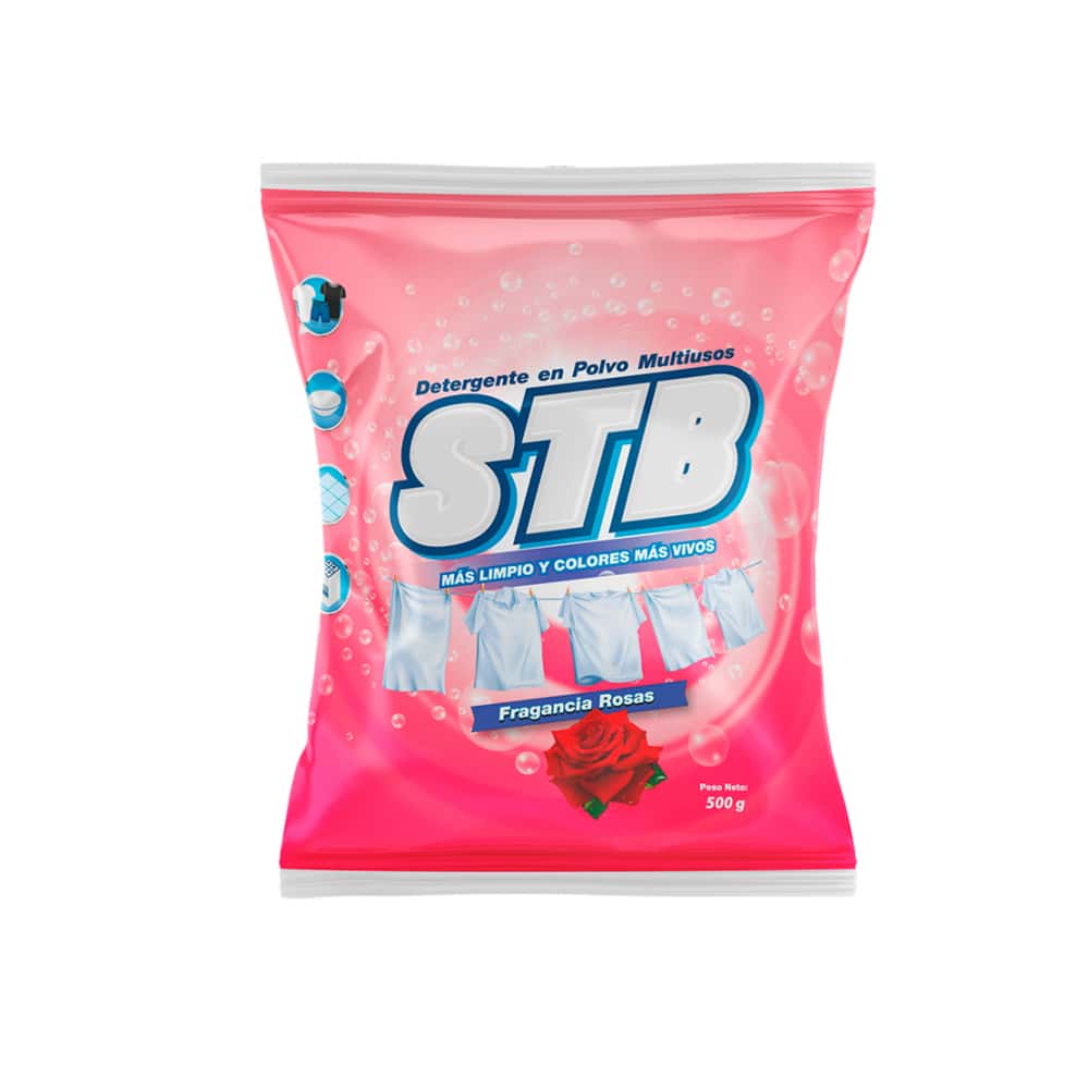 Detergente en polvo multiusos fragancia rosas STB (500 g / 1.1 lb) - Miniatura 1