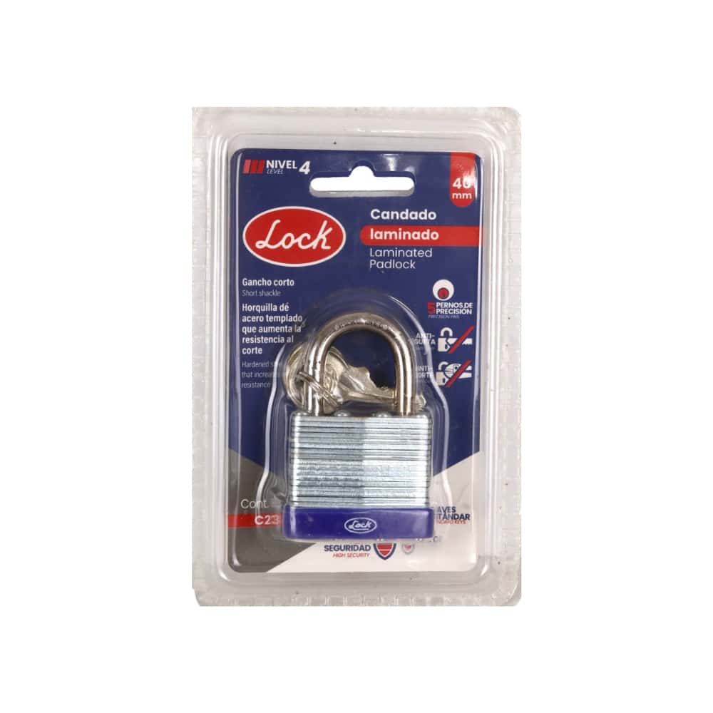 Candado laminado de gancho corto de 40 mm Lock C23S40 - Miniatura 2