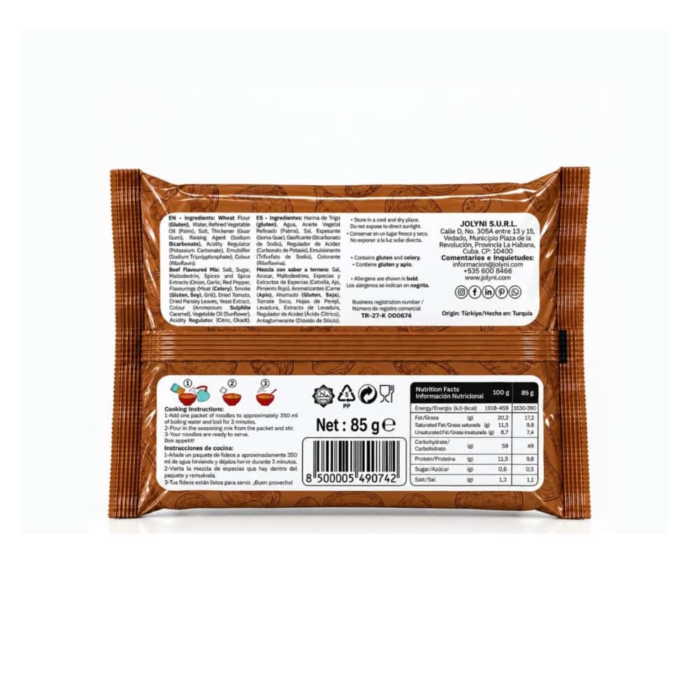 Sopa de fideos instantáneos Jolyni sabores pollo, ternera y vegetales (3 x 85 g / 3 oz) - Miniatura 3